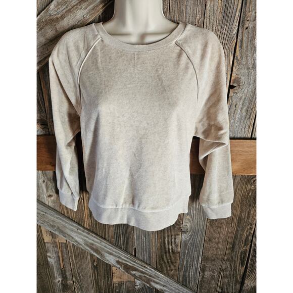 Suzie kondi samos sweater In velour wheat XS lounge slub Raglan NWOT (flaw) - Picture 2 of 7